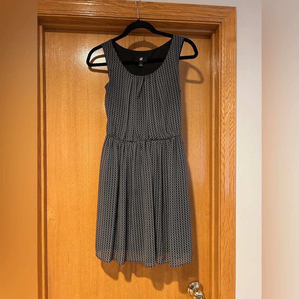 Iz Byer Black and White Patterned Dress